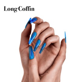 GoldFinger Press On Nails Full Cover Nails Glue On Nails Manicure Long Fake Nails with Glue (Essential)