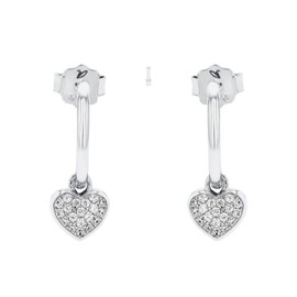 Amor 2022432 Women's Creole Earrings 925 Sterling Silver with Synthetic Zirconia 1.7 cm Silver Comes in Jewellery Gift Box, Silver, Cubic Zirconia