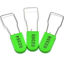 100pcs Security Metal Wire Padlocks, Plastic Security Seals Disposable Anti-Tamper Tag Locks with Numbered Anti Tamper Tag Hasps (Green, 100pcs)