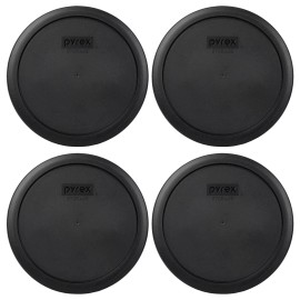 Pyrex Black Plastic Round Storage Lid Cover 7402-PC for Glass Bowl (4-Pack)