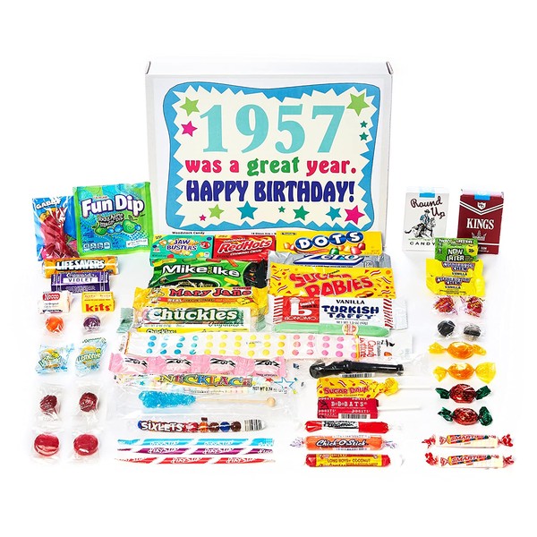 Woodstock Candy ~ 1957 63rd Birthday Gift Box of Nostalgic Retro Candy from Childhood for 63 Year Old Man or Woman Born 1957