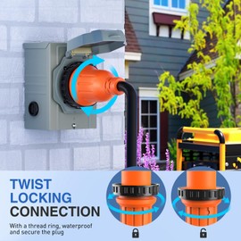 Nilight 30A 15FT Generator Extension Cord Power Inlet Box with Locking Connector 125/250V 7500W 10 Gauge STW ETL Listed 4 Prong L14-30P L14-30R Cable for RV Outdoor Use