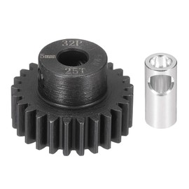 MECCANIXITY Steel 32P Gear Set with Gear Adapter 25T 5mm Shaft Motor Gears for RC Vehicles Truck Drift Car Part, Black