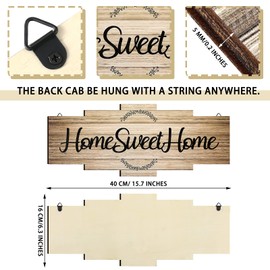 Jetec Home Sweet Home Sign, Rustic Wood Home Wall Decor, Large Farmhouse Home Sign Plaque Wall Hanging Wooden Sign for Bedroom, Living Room, Wall, Wedding Decor (Wood Color)