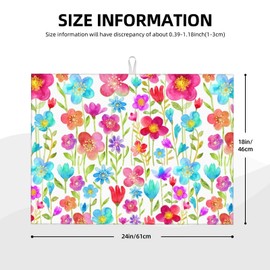 Floral Dish Drying Mat, Absorbent Microfiber Reversible Mats for Kitchen Counter, 18x24 Inch