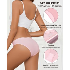 UGDUCK No Show Underwear for Women Cheeky Underwear Women Ladies Seamless Hipster Panties Breathable Stretch Bikini
