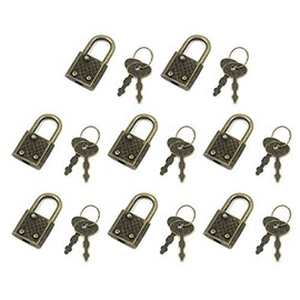 Coshar Retro Mini Padlock with Key Jewelry Box Storage Box Diary Book, Pack of 8