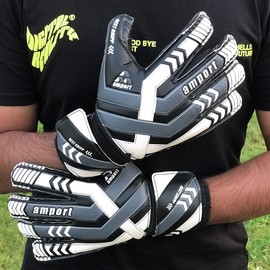 amport Goalkeeper Gloves – Finger Spine Protection, Hybrid Cut & Wide Double Layer Wristband – Unique Designed, Best Grippy and Consistent Palm Grip Goalie Gloves for Kids, Youth & Adult