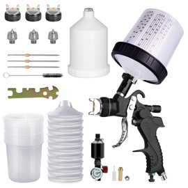 Colodsuhey HVLP Spray Gun with 10Pcs 600ML Disposable Paint Cups, 3 Nozzles,1.4/1.7/2.0mm, Automotive Gravity Feed Paint Spray Gun Kit with Oil Separatorr for Cars & DIY Furniture Painting