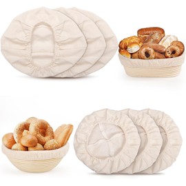 6 Pcs Proofing Basket Liner, 3 Pcs 10 Inch Oval & 3 Pcs 9 Inch Round Banneton Basket Cloth Liner