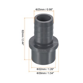 PATIKIL 1Pack UPVC Reduzierstück Rohrleitung Fitting 32mm AD 25mm Widerhaken Gerade Kupplung Adapter Anschluss Grau