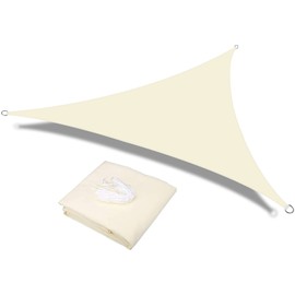 HEYOMART Sun Shade Sail Waterproof Outdoor Garden Patio Party Sunscreen Awning 3x3x3m Triangle Canopy 98% UV Block with Free Rope, Cream White