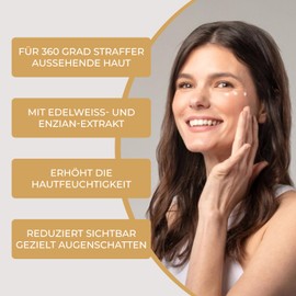 Dr. Armah - Lavolta Edelweiss - Anti-Aging Augencreme - Anti-Aging Augenpflege mit Edelweiss, Sheabutter & Hyaluron gegen Augenringe & Tränensäcke - für 360 Grad straffer aussehende Haut - 30 ml