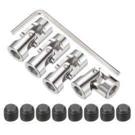 sourcing map 4Pcs 5mm to 5mm ID Steering Universal Joint Shaft Coupling,L23XD11 Metal 45°Degree Rotatable Joints Coupler with Screws Wrench Set for Model Car Ship Drive Shaft Motor Connection