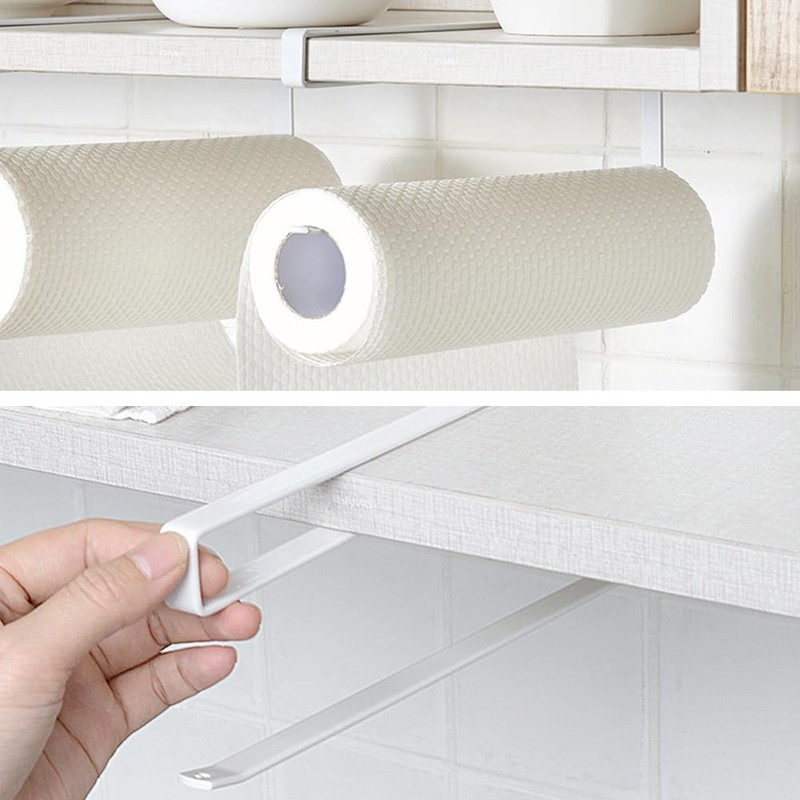 2Pcs Carbon Steel Paper Towel Holders,Roll Dispenser for Plastic Wrap