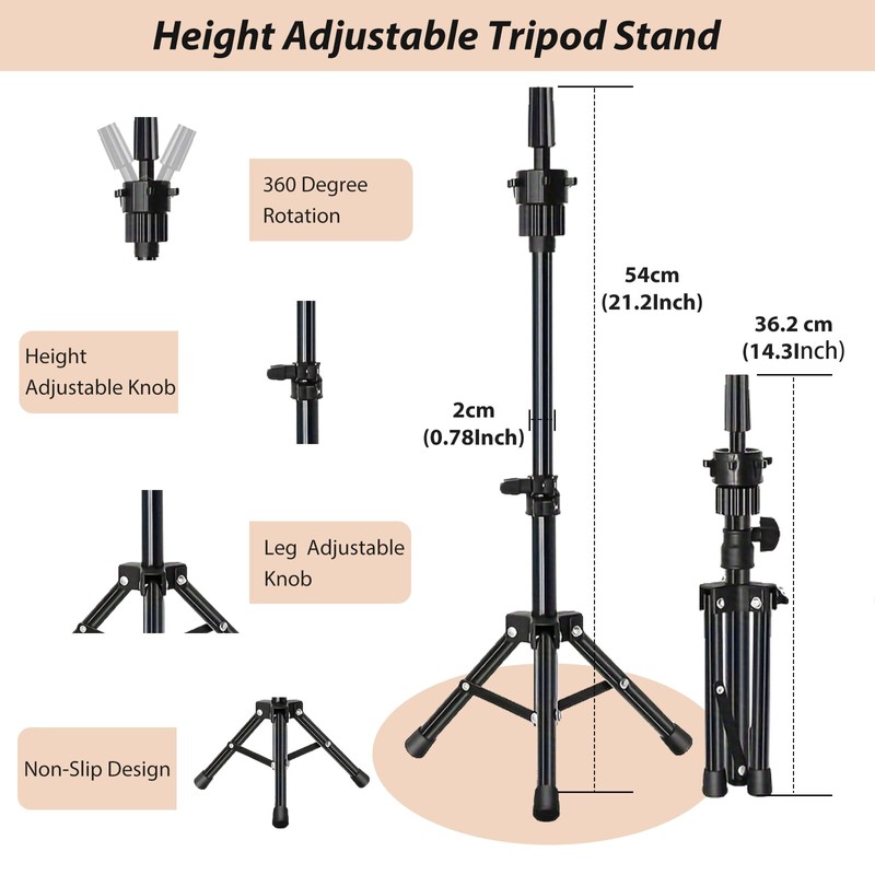 Wig Stand with Head, 22 Inch Canvas Wig Head with