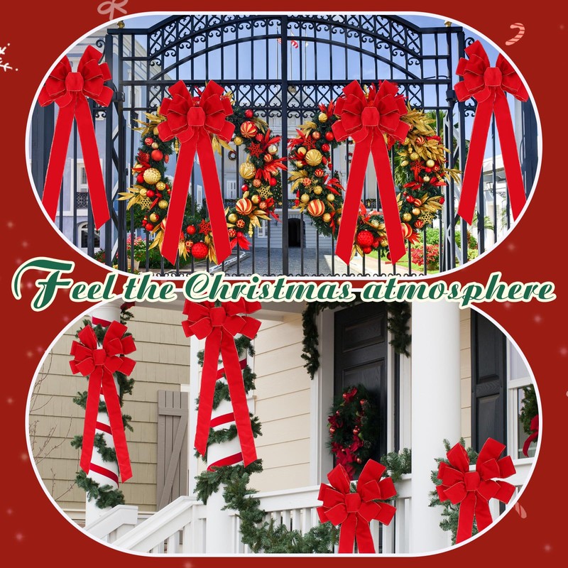 4 Packs 50'' x 20'' Extra Large Christmas Bow Red