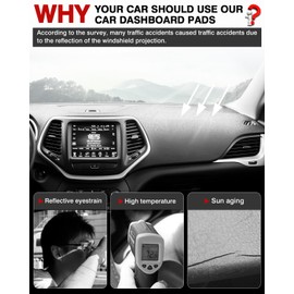 Autorder Dashboard Cover Mat for 2014-2021 Jeep Cherokee Accessories Dash Cover Flannel Dash Mat Sunshade Glare UV Rays Protector (Not Fit Grand Cherokee)