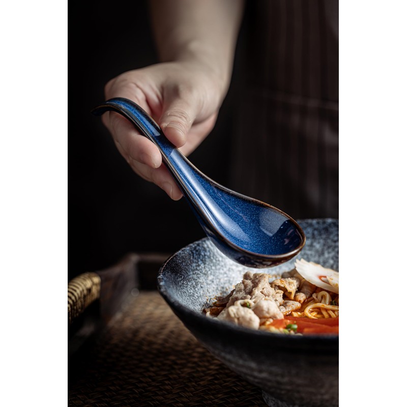 LYEOBOH Soup Spoons set of 6, Chinese Deep Soup Spoon