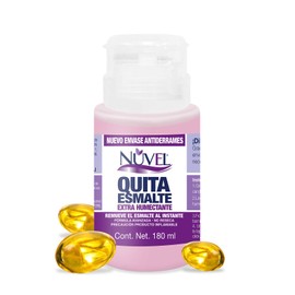 Nuvel Quita Esmalte Extra Humectante, Ideal para Uñas Frágiles, Con Envase Tipo Bomba Anti-Derrames, 180 ml