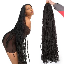 Xtrend 5 Packs 36 Inch Nu Faux Locs Crochet Hair Long Dark Brown Pre Looped Gypsy Locs Crochet Hair Synthetic Goddess Faux Locs Braids Hair Extensions 4#