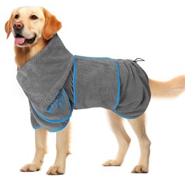 SlowTon Dog Bathrobe - Super Absorbent Pet Drying Towel, Bath Robes for After Bath Shower Swim Wet Walk for Puppies