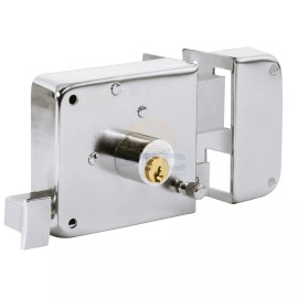 Hermex CS-75DC Rim lock for easy installation, chrome, traditional