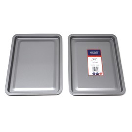 25cm Baking Tray Twin Pack, British Made with PFOA & BPA Free Non Stick by Lets Cook Cookware