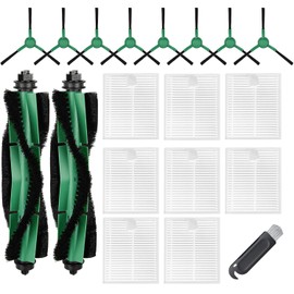 Replacement Parts Accessories for iRobot Roomba Combo Essential Vac 2 Y0110,Y0112,Y0140,Q0120 Q052 2 Main Brush Rollers, 8 Hepa Filters, 8 Side Brushes, 1 Brush Cleaning Tool
