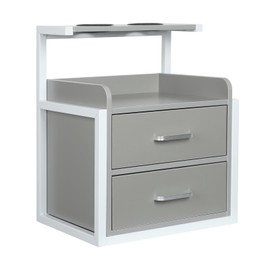 Wall Mounted Salon Wall Cabinet Salon Cabinet with 2 Drawers Wall Mount Salon Station with Hair Dryer Holder Load Capacity 110.23lbs Hair Salon Station Cabinet for Salons Bathroom (Gray+ Silver)