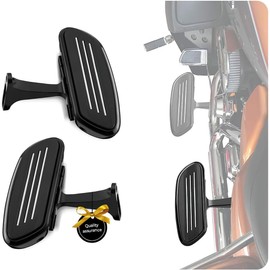 KEMIMOTO Passenger Floorboards with Mount Bracket Kits Compatible with 1993-2024 2025 Touring Road Glide Street Glide Road King Passenger Foot Pegs Black