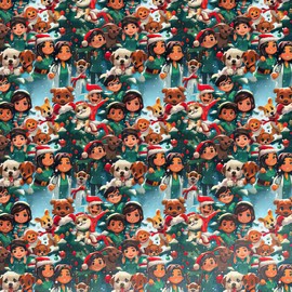 Vet Team Christmas Wrapping Paper Veterinary Staff Dog Cat Animal Lovers Exclusive Graphic Veterinarian Crew Tech Nurse Assistant Gift Wrap Present Gift Clinic Rescue Pet Lover (30" x 72")