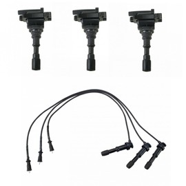 TRQ Ignition Kit Ignition Coil Spark Plugs Wire Set Compatible with 2003-2006 Kia Sorento