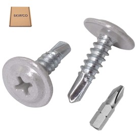 SKIR'CO (Pack of 50) Painted 4.2 x 16 mm Self Drilling Screws, Phillips Modified Truss Head, Tapping Screw, Flat Head (50, White Aluminium RAL 9006)