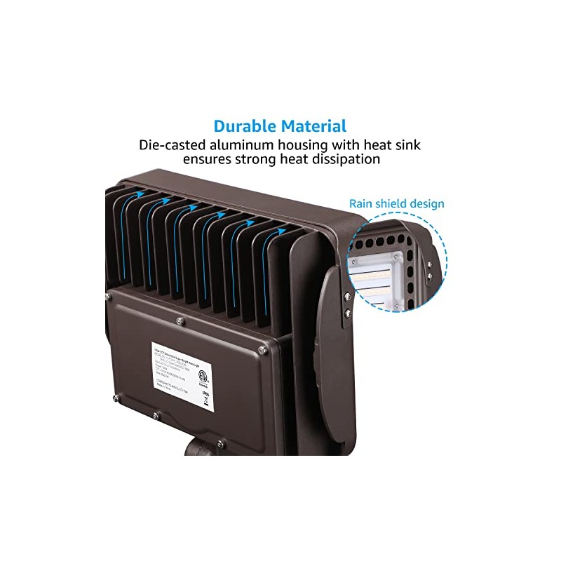 LEONLITE 3CCT 100W LED Flood Light Outdoor, Adjustable Knuckle Mount,