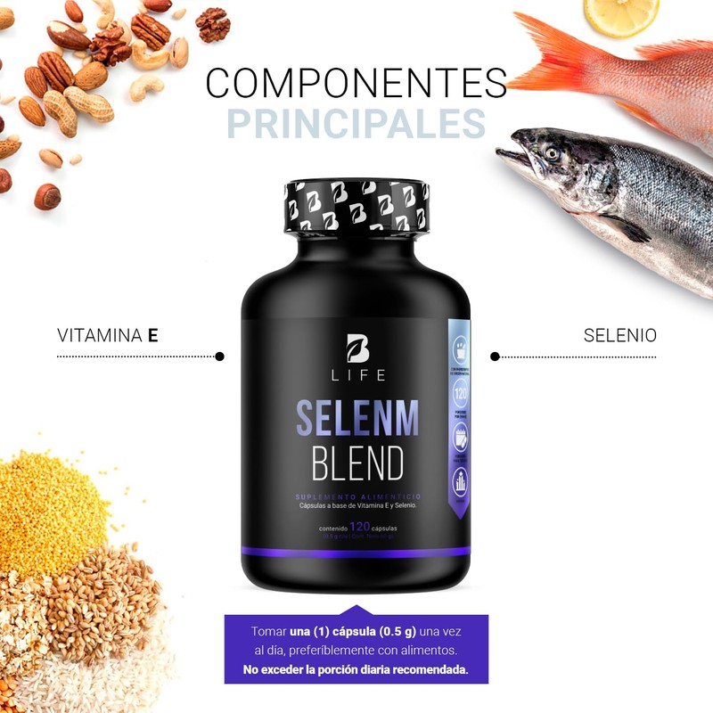 Selenio de 120 Cápsulas. Ingredientes naturales: con Vitamina E para