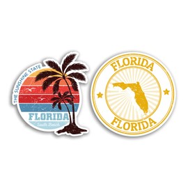 2 x 10cm Tall Florida Vinyl Stickers - America USA Beach Holiday Palm Trees Travel Gift #78546
