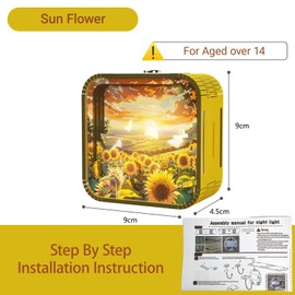 3D Wooden Puzzle Night Light,DIY 3D Puzzles for Adults with Touch Night Light, New Year Gifts, Birthday Gifts for Teen, Desk Decor for DIY Puzzle Lovers, Men and Women (Sunflower)