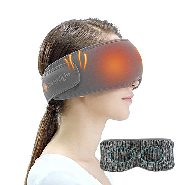 Dreamlight Electric Heated Hot Eye Mask, Cordless Sleep, Rechargeable, Eye Warmer, Blackout, Eye Area, Completely Blackout, No Pressure, USB, Wireless, Graphene Heating, Neck, Shoulder, Waist, Back, Heating Cover, Washable, Repeatedly, Unisex, Lightweigh