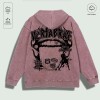100% Cotton Washed "Vertabrae Edgy Graphic Collage" Hoodie, Multi -