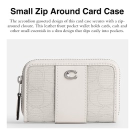 Coach Women's Essential Small Zip Around Card Case, LH/Cloud Chalk