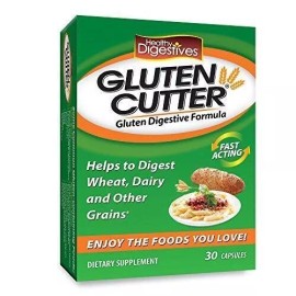Healthy Natural Systems Gluten Cutter Digestives Enzyme Formula 30 Caps Helps Digest Wheat Dairy Grains