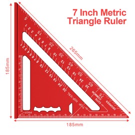 Newaner 180 mm Carpenter's Square, Metric Triangle Ruler Made of Aluminium, 90 Degree Thickened Triangle Protractor, High Precision Carpenter's Angle for Carpenter, Roofer, Engineer (Red)