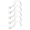 5pc 20g 0.8mm Nose Bar Screws Clear Retainer Keeper Ring