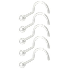 5pc 20g 0.8mm Nose Bar Screws Clear Retainer Keeper Ring Bioplast Flexible Bioflex Bend Plastic Hidden Invisible Stud