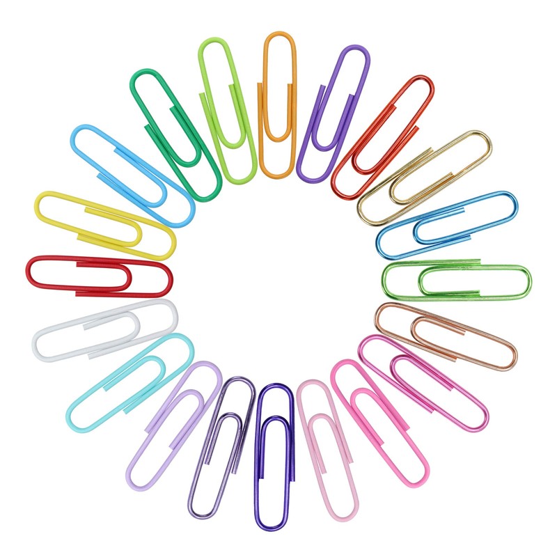 OKVGO 500pcs Coloured Paper Clips with Plastic Box of Paper