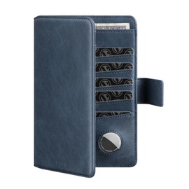 VULKIT Passport Holder Travel Wallet Compatible with Airtag Holder RFID Blocking Bifold Passport Cover for Men or Women, Navy, Minimalist