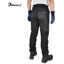 Ellobird Men's Cargo Construction Flex Work Pant for Men Double Knee Reinforcement Stretch Elastic Waistband Tactical Pants