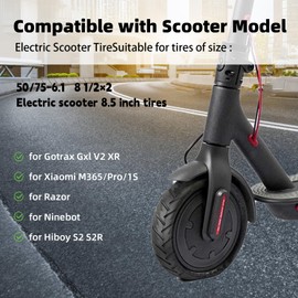 50/75-6.1 scooter tire Replacement, Electric Scooter 8.5 inch Tires 8 1/2×2 [Tire & Inner Tubes] [Thickened] [Non-Slip] [Shockproof] [Straight Vavle] [Valve Extension and Tire Levers]