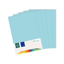 Made in the EU, 5 Sheets of Craft Card Light Blue A4 210 g/m² CS Paper - Craft Paper, Photo Cardboard, Coloured Paper for Crafts, Folding and Drawing in DIN A4 Format, Colour Box for Home and Office